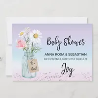 *~* Gender Mason Jar Floral Rustic Baby Shower  Invitation