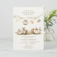 Elegant Little Pumpkin Boy Clothesline Baby Shower Invitation