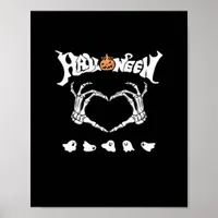 Skeleton Hand With Halloween Theme Dark Seasonal Poster