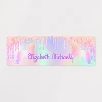 Unicorns pink purple holigraphic drips labels