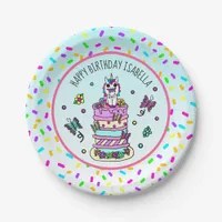 Personalized Girl's Birthday Unicorn Butterflies Paper Plates