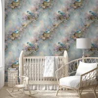 Vintage Books and Bluebirds  Wallpaper