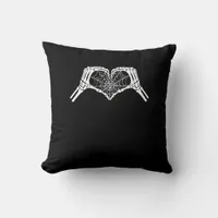 Skeleton Heart Hands Spiderweb Halloween Spooky Wo Throw Pillow
