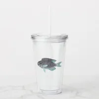 Shimmering Silver Fish Acrylic Tumbler