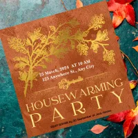 Golden Brown Housewarming Party Invitation