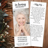 Simple Photo Memorial Poem Sympathy Funeral Prayer Bookmarks