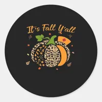 It’s Fall Y’all Pumpkin Leopard Nurse Halloween  Classic Round Sticker