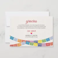 Papel Picado Elegant Colorful Boda Spanish Wedding Thank You Card