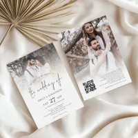 Minimalist 2 Photos Overlay QR Code Wedding  Invitation