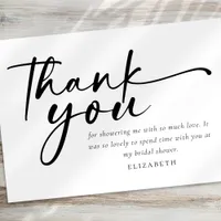 Modern Minimalist Script Bridal Shower Thank You Card