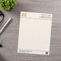 Beige cream business company logo QR code Letterhead