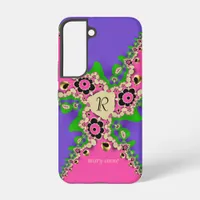 Pink Purple Fractals Monogram Samsung Galaxy S22 Case