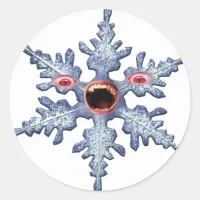 Snowflake Zombie! Distressed Round Stickers