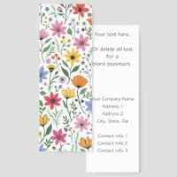 Abstract Wildflowers Business Promotional  Bookmarks