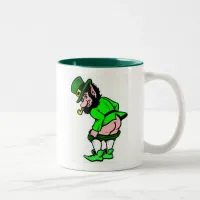 Mooning Leprechaun Two-Tone Coffee Mug