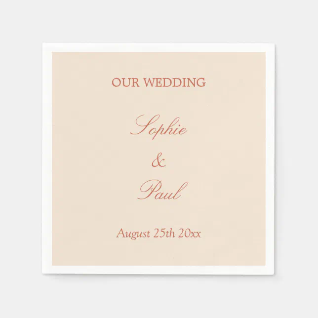 Elegant Terracotta Script Wedding Napkins