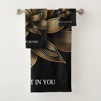 Elegant Golden Lotus Flower The Light in Me ... Bath Towel Set