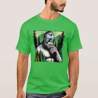 Curious Bigfoot with Sunglasses Hiding in Woods T-Shirt