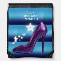 Purple Glitter High Heel Shoe on Blue Gradient | Drawstring Bag