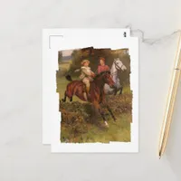 His First Fence Boy and Horse Jumping Fence Postcard