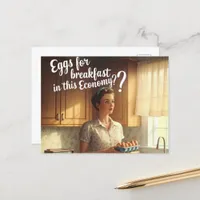 Lady Retro Kitchen Eggs For Breakfast economy  Postcard