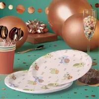 Adorable Turtles With Flowers Wrapping Paper Paper Plates