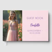 Pink photo Quinceanera Guest Book