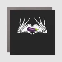 Eggplant Classic - Skeleton Hands Heart Car Magnet