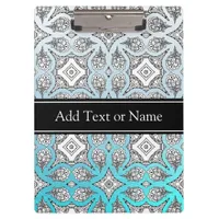 Black and Blue Mandala Zen  Personalized Clipboard