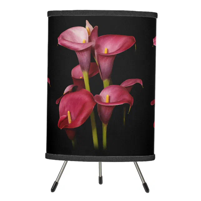 Elegant Purple Calla Lilies Tripod Lamp