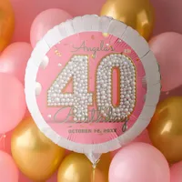 Luxurious Pink Gold and Pearls 40th Birthday  Balloon