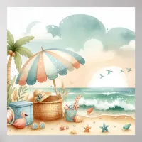 Pastel Beach Nursery Poster