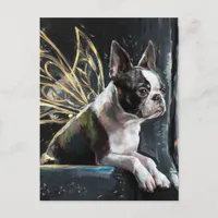 Boston Terrier Fairy on a Train Postcard