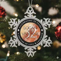 Elegant 32nd Bronze Wedding Anniversary Snowflake Pewter Christmas Ornament