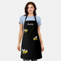 Black yellow bees name apron