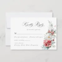 Meal Choice Elegant Christmas Floral Wedding RSVP Card