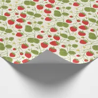 Strawberry Blossoms and Berries Pattern Wrapping Paper