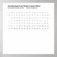 Just Marriage Font Glyphs Contact Sheet Poster