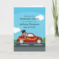 Kids Drive By Boy Graduation Party Photo Invitation