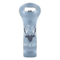 Deer Antlers Silhouette & Snowflakes Blue ID861 Wine Bag