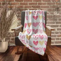 Hand Drawn Heart Pattern ID470 Fleece Blanket