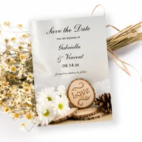 Rustic White Daisies Woods Wedding Save the Date