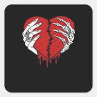 Skeleton Hands Hearts Classic Trending Style Square Sticker