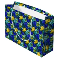 Stained Glass Abstract Green Blue Yellow Large Gift Bag