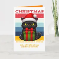 Vintage Holiday Funny Cat Retro Christmas Photo Card