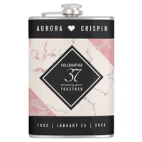 Elegant 37th Alabaster Wedding Anniversary Flask