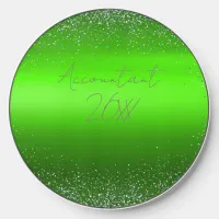 Green Brushed Metal Glitter Monogram Simple | Wireless Charger