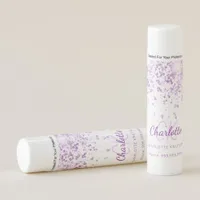 White purple glitter custom monogram business lip balm