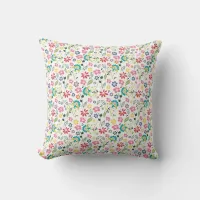 Colorful Boho Garden Pattern | Spring Flowers Throw Pillow