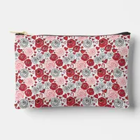 Doodle Art Red Pink Roses Hearts Valentine's Small Accessory Pouch